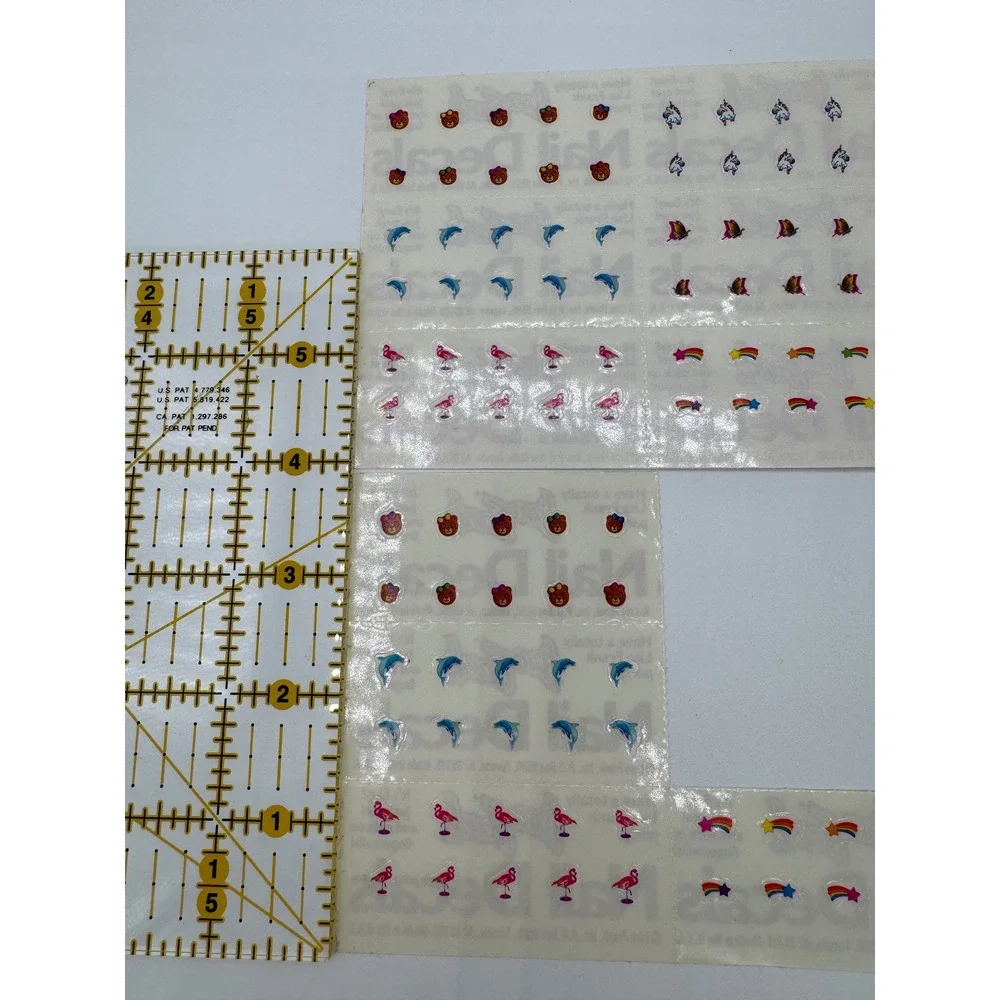 Vintage Lisa Frank Nail Decals Stickers Unicorn Butterfly Dolphin Flamingo 90s